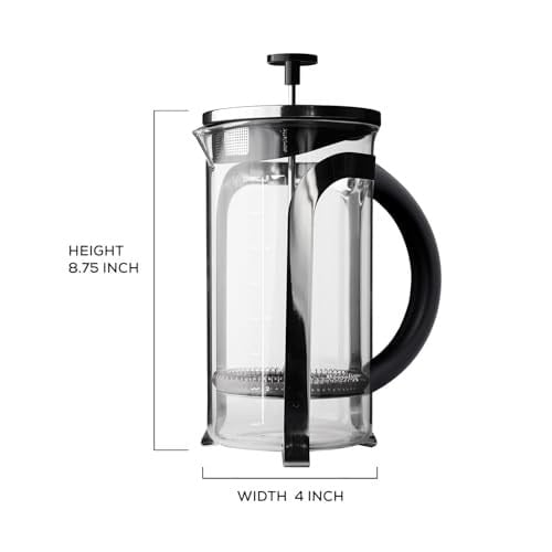 aerolatte French Press mikro filtreli, paslanmaz çelik, borosilikat cam kahve demliği, 1000 ml