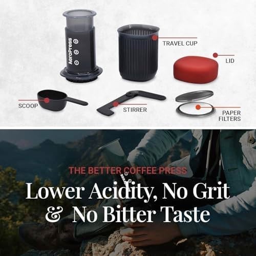 Aeropress 10R11 Go Travel Kahve Makinesi, Plastik, Gri