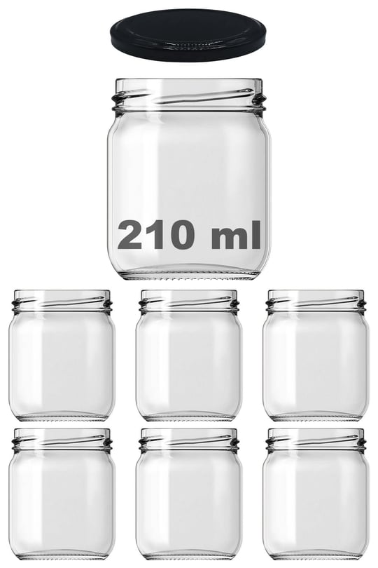 Afracam 10-1000 ml Farklı Boyutlarda Kavanoz (10-1000 Arası) cc Konserve Metal Kapaklı Cam Kavanoz 6 Adet (Şeffaf, 210 cc) - Seçenekler: 29 cc, 40 cc, 67cc, 105 cc (Kısa), 105 cc (Uzun), 190cc...