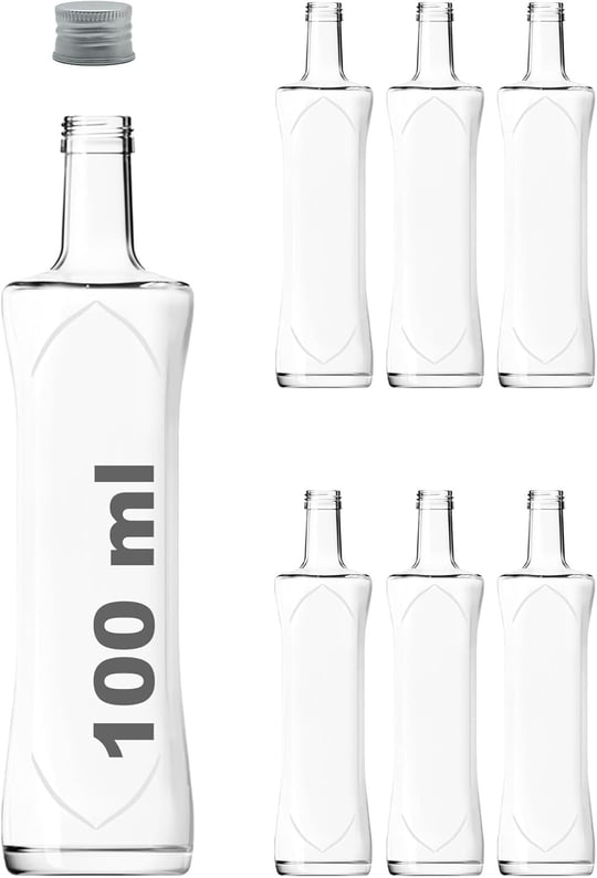 Afracam 100 ml Şeffaf Piramit Sosluk 100 cc Kapaklı Kavisli Cam Şişe 6 Adet (Gümüş (Metal))
