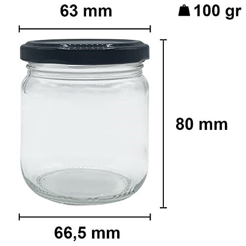 Afracam 210 ml Siyah Metal Kapaklı Şeffaf Cam Kavanoz 9 Adet