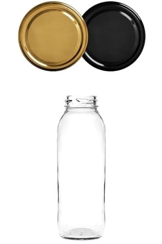 Afracam 250 ml Metal Kapaklı Meyve Suyu, Meşrubat, Limonata Şişesi 250 cc Cam Şişe 6 Adet (Altın/Gold)