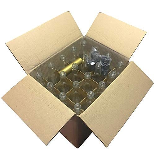 Afracam Standart Şeffaf 750 ml Sızdırmaz Kapaklı ve Kapüşonlu Boş Cam Şişe 20 Adet