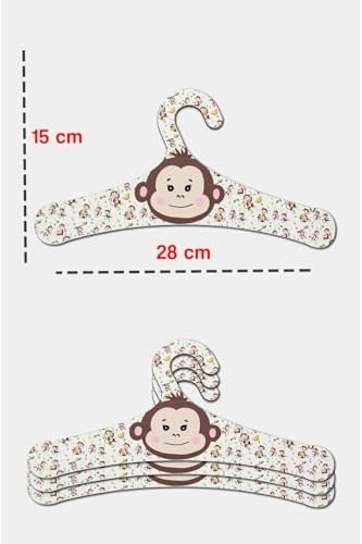 Ahşap Çocuk Askısı Maymun Desenli 12li Set, askımaymun.