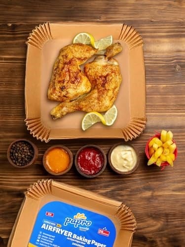 Airfryer Pişirme Kağıdı, Fritöz Yağlı Kağıdı, Yanmaz Kağıt XXL Uyumlu 50 Adet (Kare) (1, Kare Büyük Boy 20x20) - Seçenekler: Kare Orta-Küçük boy 16x16, Kare Büyük Boy 20x20...