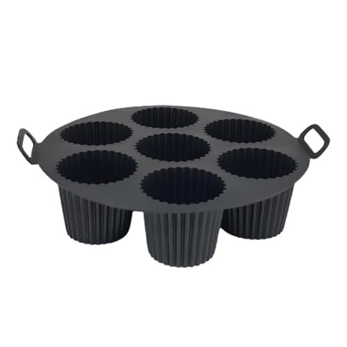 Airfryer Silikon Kek Pişirme Kalıbı 7 Bölmeli, Silikon Cupcake Kek Pişirme Kabı Air Fryer Muffin Fırın Kalıbı (2 ADET SİYAH - 23 CM)