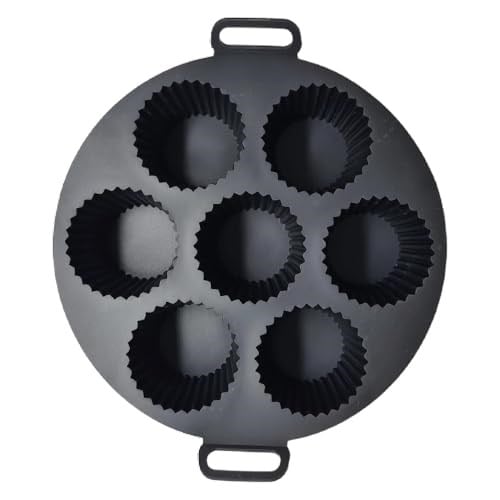 Airfryer Silikon Kek Pişirme Kalıbı 7 Bölmeli, Silikon Cupcake Kek Pişirme Kabı Air Fryer Muffin Fırın Kalıbı (2 ADET SİYAH - 23 CM)