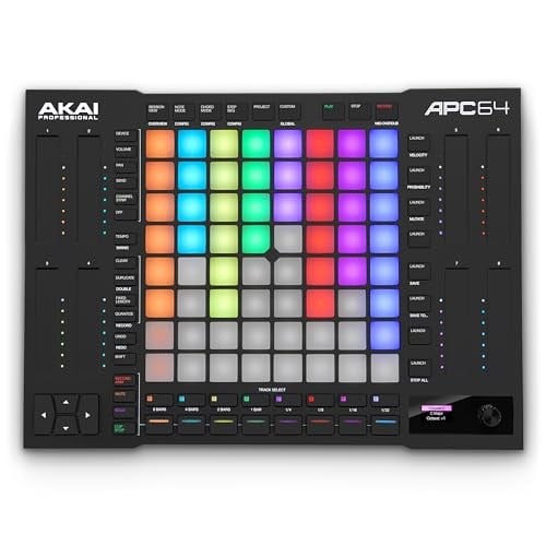 Akai Professional APC64 Ableton MIDI Kontrol Cihazı, 8 Dokunmatik Şerit, Adım Sıralayıcı, 64 RGB Hıza Duyarlı Pedler, CV Kapıları, MIDI Giriş ve Çıkış, USB-C - Seçenekler: APC64, APC MINI 2