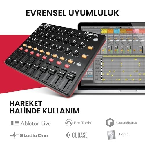 Akai Professional MIDIMIX - USB MIDI Controller Mikseri Atanabilir ve Ana Kısıcılara Sahip, 24 Düğme ve 16 Düğme, Ableton Live ile 1-1 Eşleştirme