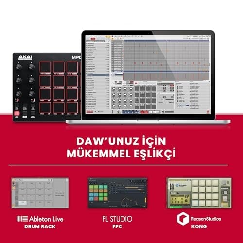 Akai Professional MPD218 - USB MIDI Pad Controller ve Bateri Makinesi, MPC Pedleri, Atanabilir Düğmeler, Nota Tekrarı ve Maksimum Ses Şiddeti Düğmeleri, Prodüksiyon Yazıl - Seçenekler: MPD218, LPD8MK2