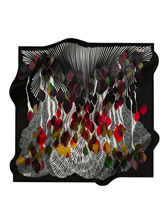 Aker Desenli Eşarp, 90x90, 5003146324, Siyah, kadın