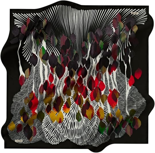 Aker Desenli Eşarp, 90x90, 5003146324, Siyah, kadın