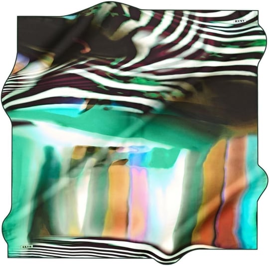Aker Desenli Eşarp, 90x90, 5003146351, Yeşil, kadın