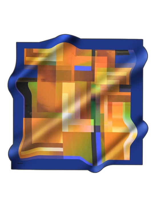 Aker Desenli Eşarp, 90x90, 5003146383, Lacivert, kadın
