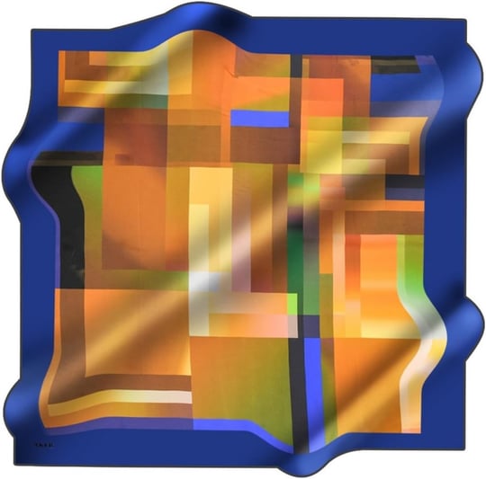 Aker Desenli Eşarp, 90x90, 5003146383, Lacivert, kadın