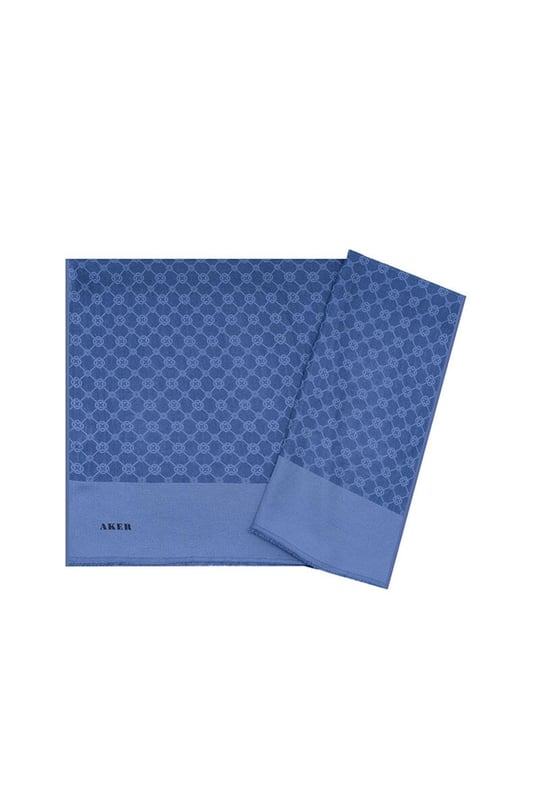 Aker Elegance Monogram Şal - Kot Mavi 922