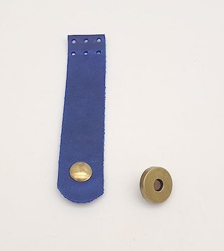 Aksesuar 11x2.3 cm Crazy Oil Saks Mavi Gerçek Deri Düz Kapağı Antik Metalli