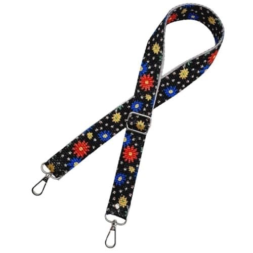 Aksesuar 120x3 cm Polyester Kolon Sapı Çiçekli Gümüş Metalli