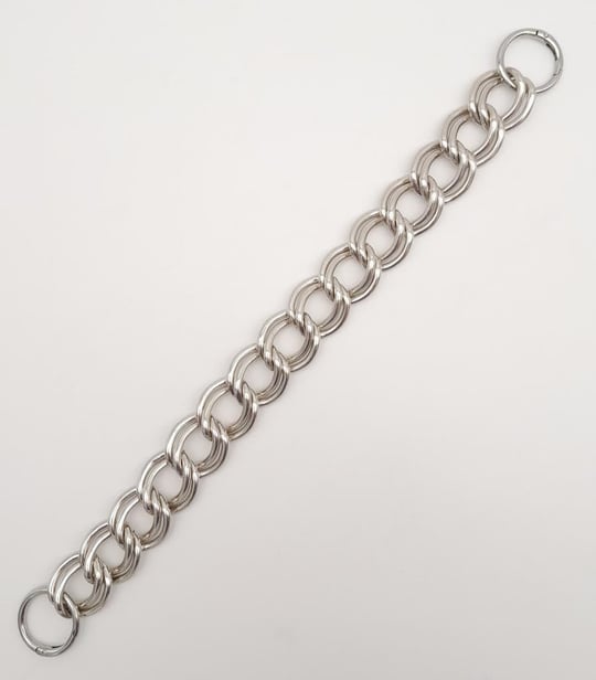 Aksesuar 38 cm Çift Halkalı Gümüş Renk Zincir