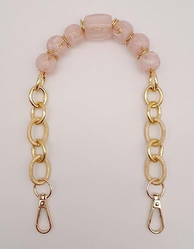 Aksesuar 42 cm Kancalı Pudra Renk Akrilik Zincir Light Gold Metalli