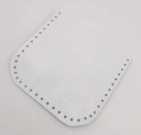 Aksesuar Beyaz Gerçek Deri 12x12 cm Oval Kenar Cep
