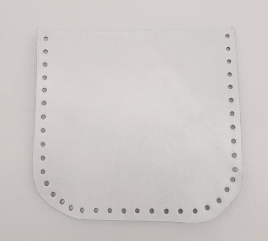 Aksesuar Beyaz Gerçek Deri 12x12 cm Oval Kenar Cep