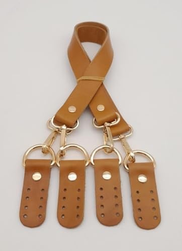 Aksesuar Gerçek Deri 55 Cm Misu Model Çift Sap Açık Taba Renk Light Gold Metal