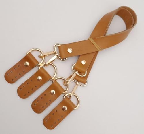 Aksesuar Gerçek Deri 55 Cm Misu Model Çift Sap Açık Taba Renk Light Gold Metal