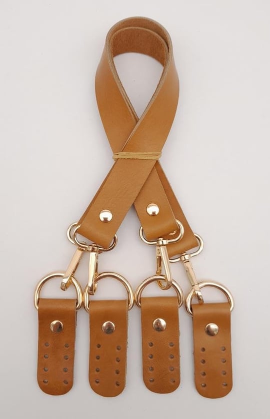 Aksesuar Gerçek Deri 55 Cm Misu Model Çift Sap Açık Taba Renk Light Gold Metal