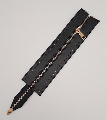 Aksesuar Gerçek Derili 28 Cm Siyah Renk Fermuar Light Gold Metalli