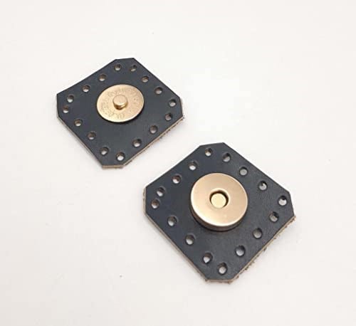 Aksesuar Lacivert Gerçek Derili Kare Mıknatıslı Çıtçıt Light Gold Metalli