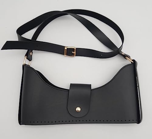 Aksesuar Siyah Suni Deri 120x2 cm Saplı Deri Seti Light Gold Metalli