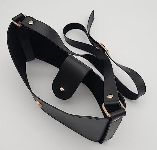 Aksesuar Siyah Suni Deri 120x2 cm Saplı Deri Seti Light Gold Metalli