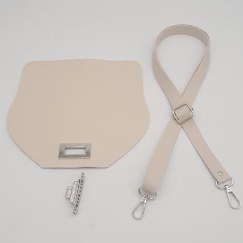 Aksesuar Suni Deri 21x19 cm Kapaklı ve Ayarlı Saplı Seti Krem Renk Gümüş Metalli