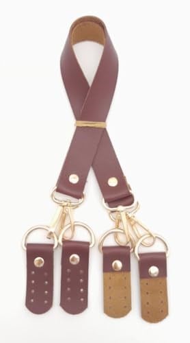Aksesuar Suni Deri 55 Cm Misu Model Çift Sap Bordo Renk Light Gold Metal