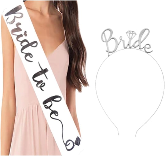 aksuticaret Bride To Be Gelin Kuşağı Ve Bride To Be Metal Taç Seti Gümüş Renk