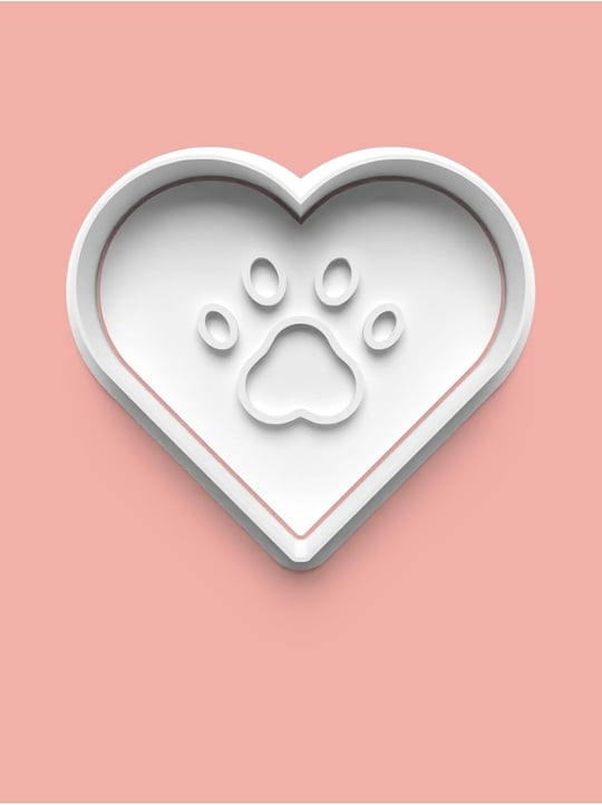 AKTASTORE Kalp Temalı Köpek Patisi Kurabiye Kalıbı Ve Şeker Hamuru Kalıbı
