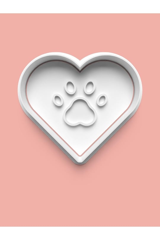 AKTASTORE Kalp Temalı Köpek Patisi Kurabiye Kalıbı Ve Şeker Hamuru Kalıbı