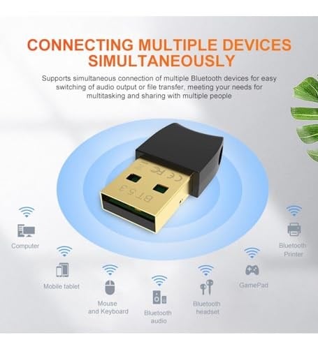 AL-BL5.3 Bluetooth V5.3 Usb Mini Bluetooth Adaptör Dongle 20Mt Kablosuz Adaptör ( ÇOKLU CİHAZ DESTEĞİ SAĞLAR ) Win7/8/10/11 Tak Çalıştır ( PC İçindir) - Seçenekler: BL-5.3, 300M+Bluetooth