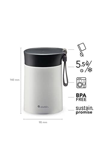 Aladdin Bistro Thermavac Paslanmaz Çelik Yemek Termosu, Gri (Stone Grey), 0.4 L