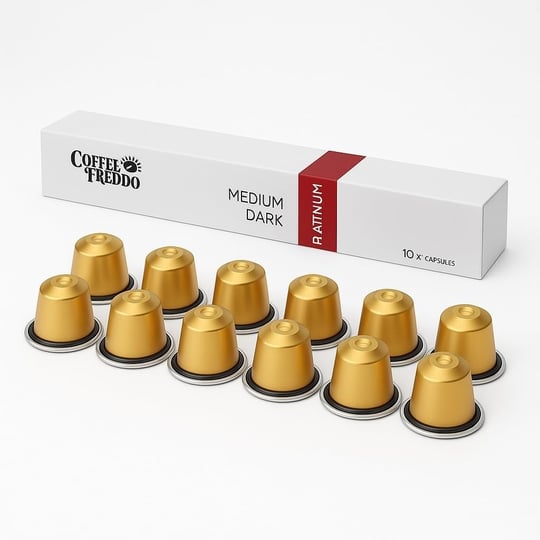 Aleminyum Kapsül Kahve Nespresso ile uyumlu, Espresso, Platium Sert, Alüminyum Kapsül, Güçlü ve Yoğun Kapsül 10lu Kutu