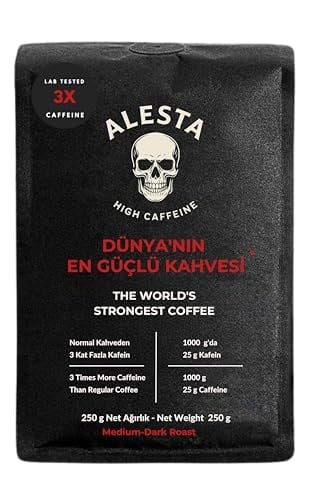 Alesta Coffee Yüksek Kafeinli Öğütülmüş Filtre Kahve 250 Gr. / Sporcu Kahvesi 3 Kat Kafein(french Press Ve Makine)