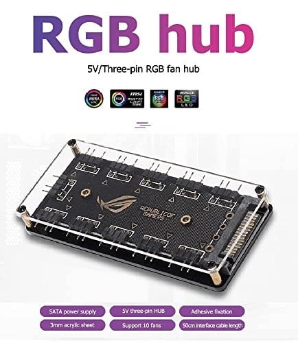 Alfais 4847 ARGB RGB Led 3 Pin 11 Port 5V SATA Power Güç Fan Çoklayıcır Şerit Hub Kablo Splitter