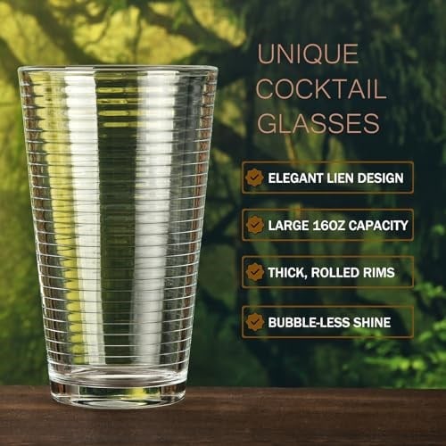 ALINK 16 oz Highball Bardakları, 6pc Uzun Cam Setleri. Kurşunsuz Kristal İçme Bardakları. Su Bardakları, Mojito Cam Bardaklar, Tom Collins Bar Züccaciye ve Karışık İçecek Kokteyl Bardağı Seti