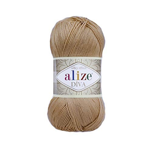 Alize Diva Merserize İnce İp Yazlık Bikini Bustiyer Bluz Örgü İpi 5 Adet (Kurabiye 369)