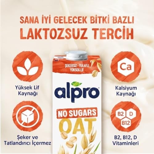 Alpro Şekersiz bitki bazlı laktızsuz Yulaf İçecek 1000 ml