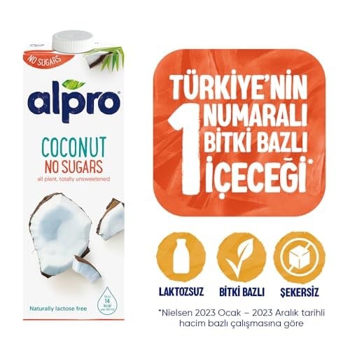 Alpro Şekersiz Hindistan Cevizi Bitki Bazlı İçecek 1 L 2li paket