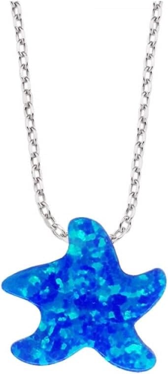 Altın Sepeti Gümüş Deniz Yıldızı Opal Kolye