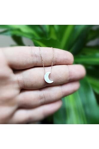 Altın Sepeti Rose Gold Beyaz Opal Ay Kolye