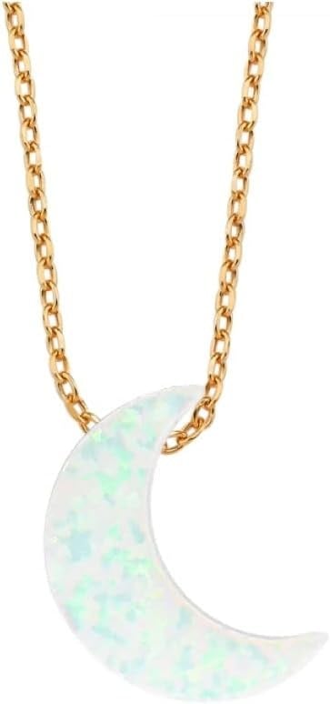 Altın Sepeti Rose Gold Beyaz Opal Ay Kolye